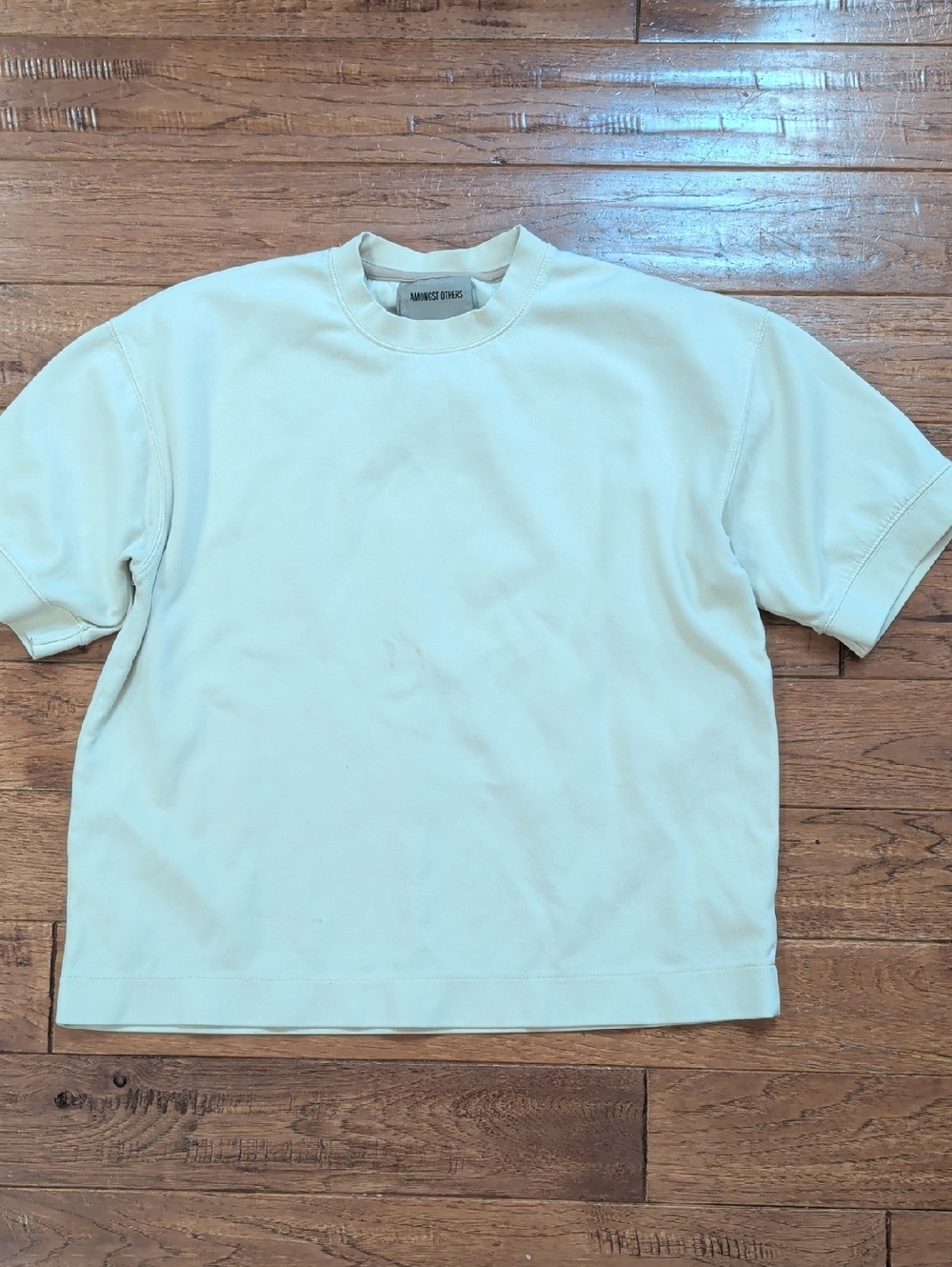 Amongst Other Relaxed Boxy Men's Cream Crewneck Short-Sleeve Shirt
